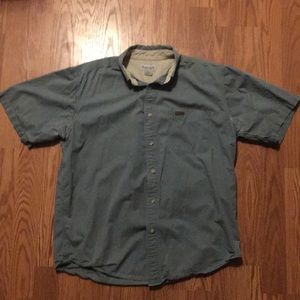 Carhartt green button down short sleeve, Large